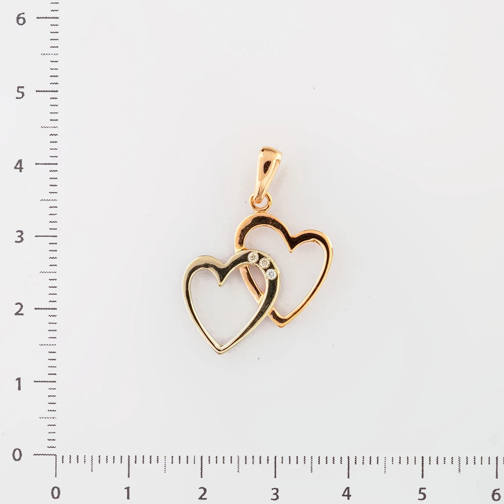 Подвес с бриллиантом из красного золота 585 пробы