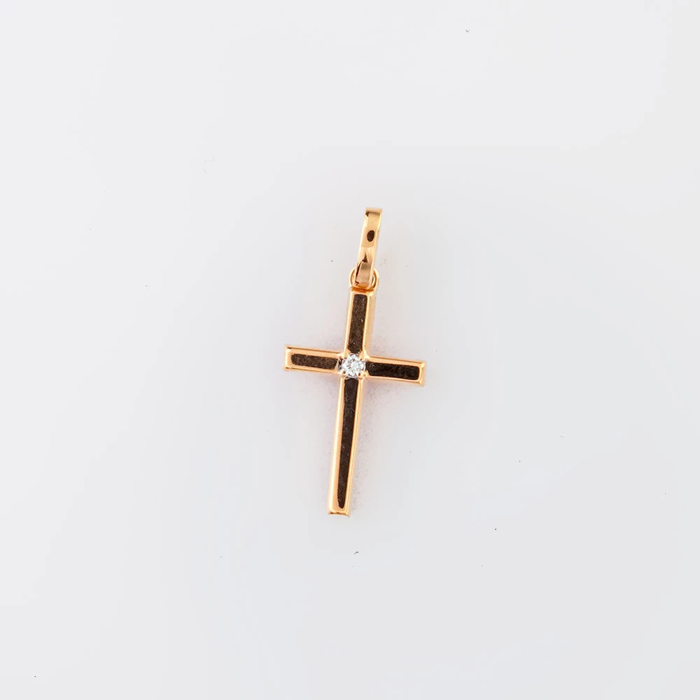 Подвес с бриллиантом из красного золота 585 пробы