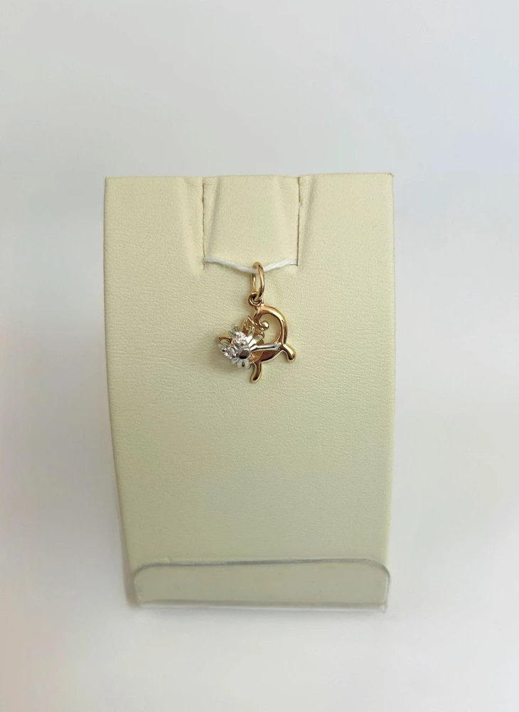 Подвес с фианитом из красного золота 585 пробы