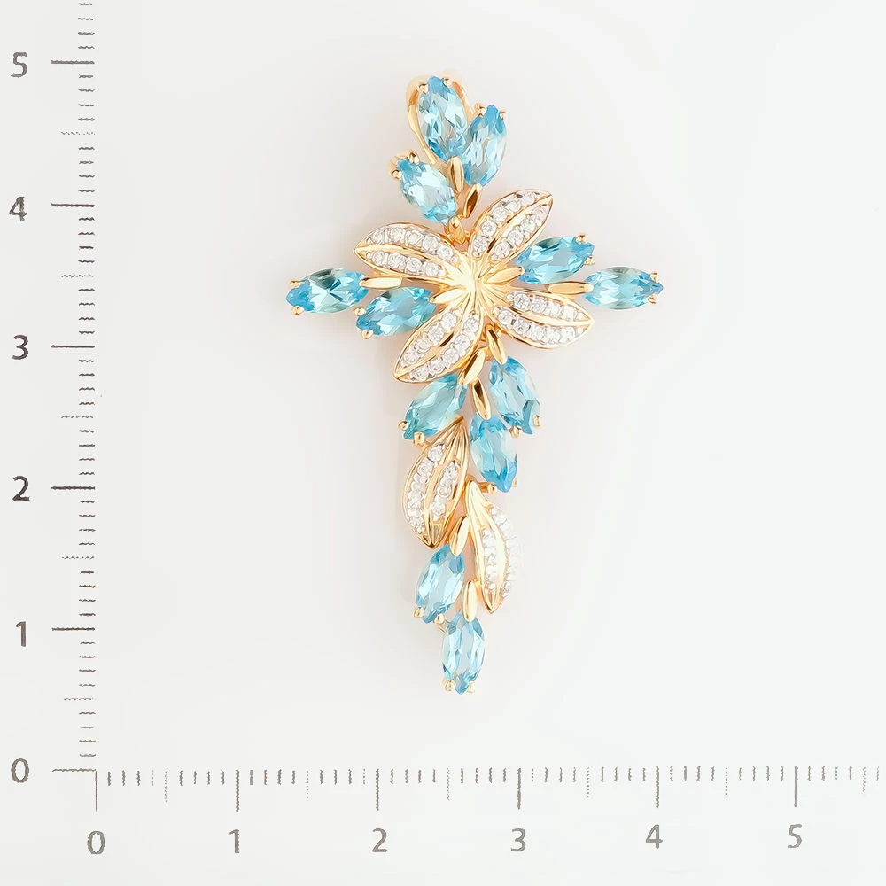 Подвес с топазом из красного золота 585 пробы