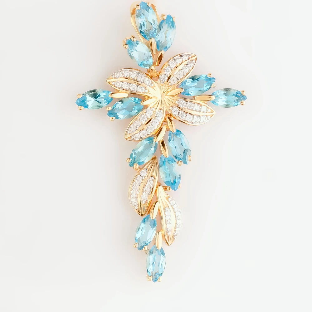 Подвес с топазом из красного золота 585 пробы