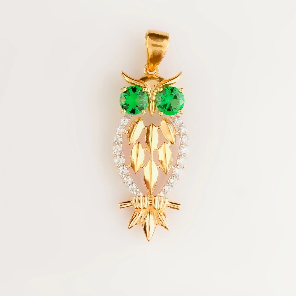 Подвес с фианитом из красного золота 585 пробы