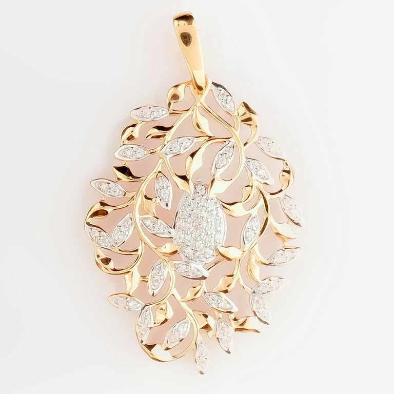 Подвес с фианитом из красного золота 585 пробы