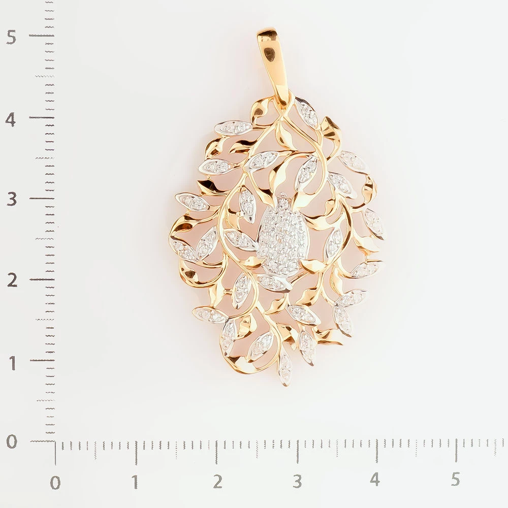 Подвес с фианитом из красного золота 585 пробы