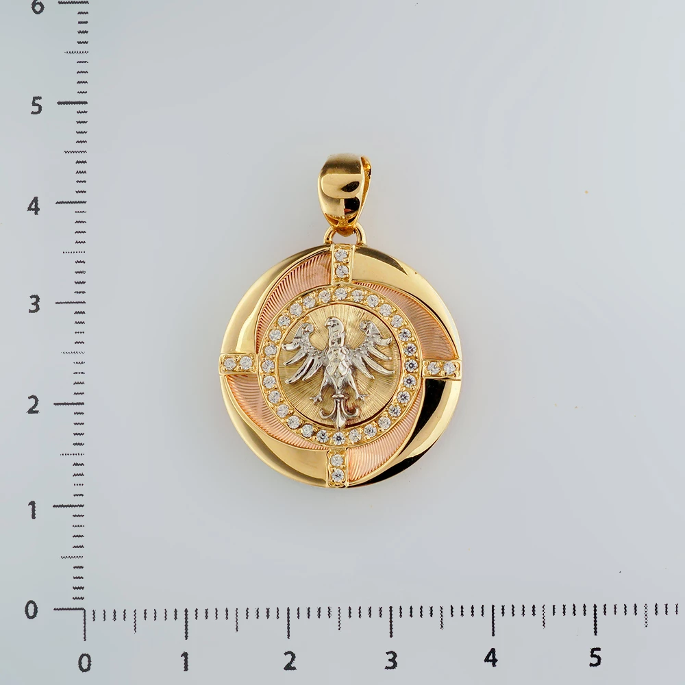 Подвес с фианитом из желтого золота 585 пробы