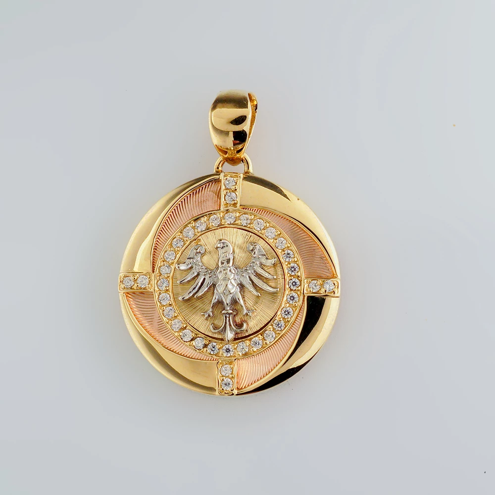 Подвес с фианитом из желтого золота 585 пробы