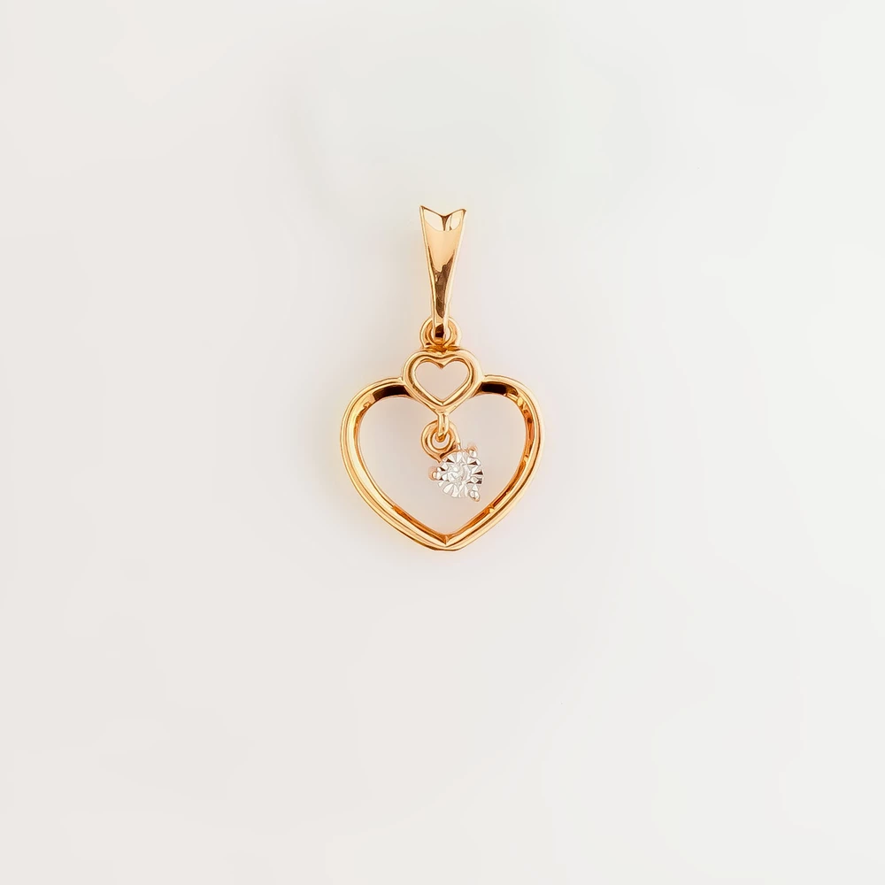 Подвес с бриллиантом из красного золота 375 пробы