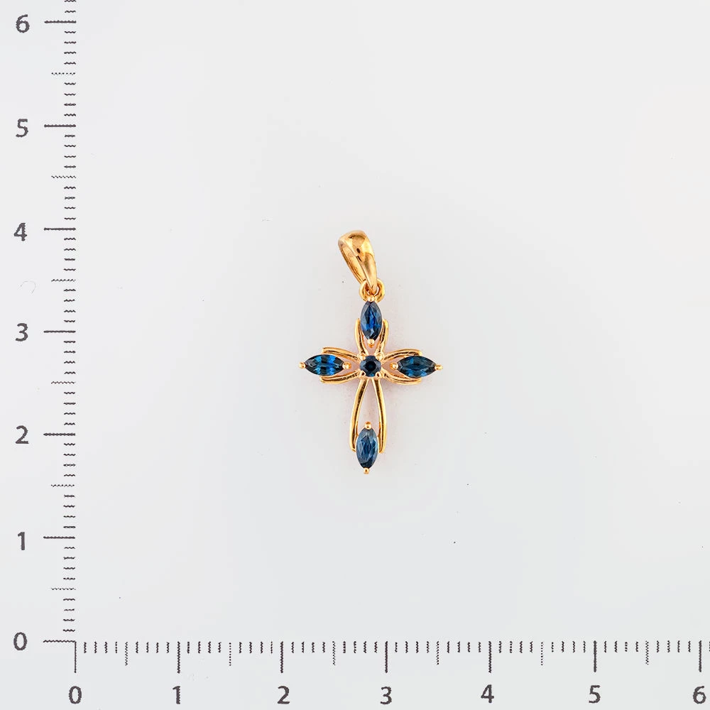 Подвес с сапфиром из красного золота 585 пробы