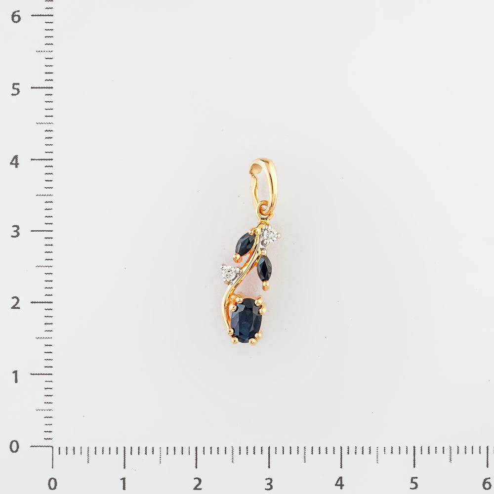 Подвес с сапфиром из красного золота 585 пробы