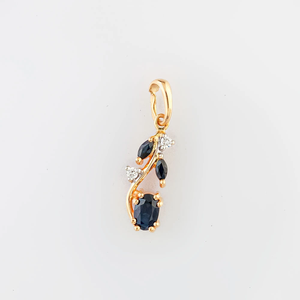 Подвес с сапфиром из красного золота 585 пробы