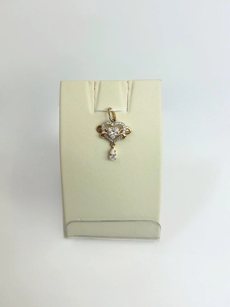 Подвес с фианитом из красного золота 585 пробы