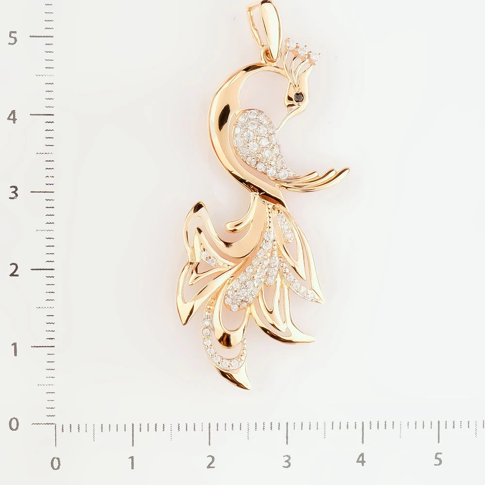 Подвес с фианитом из красного золота 585 пробы