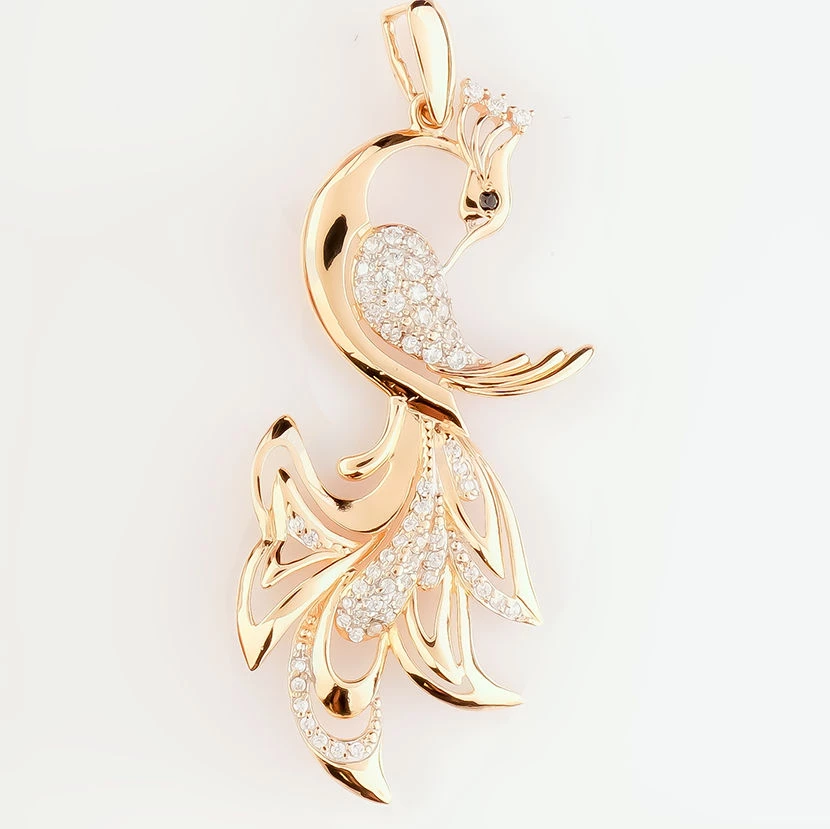 Подвес с фианитом из красного золота 585 пробы