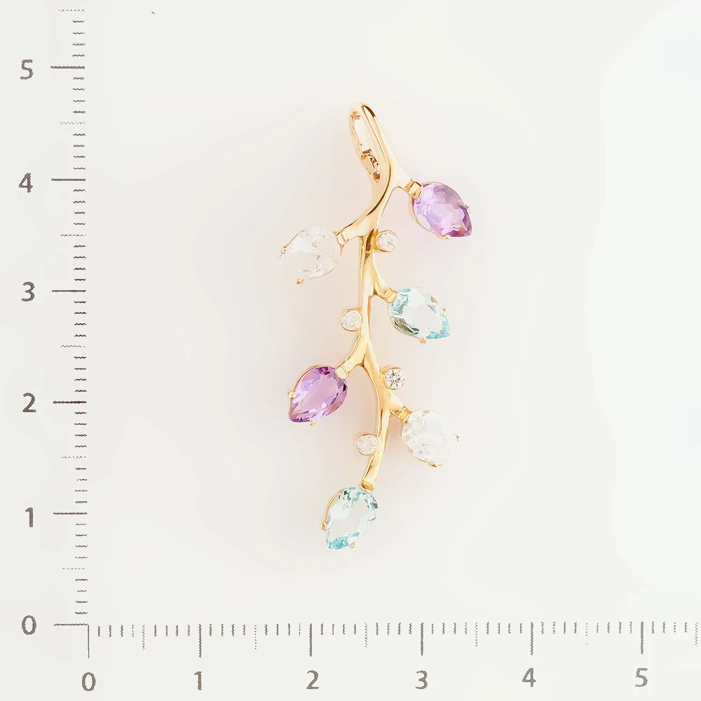 Подвес с аметистом из красного золота 585 пробы