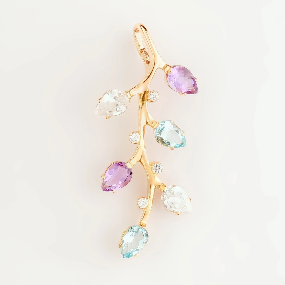 Подвес с аметистом из красного золота 585 пробы