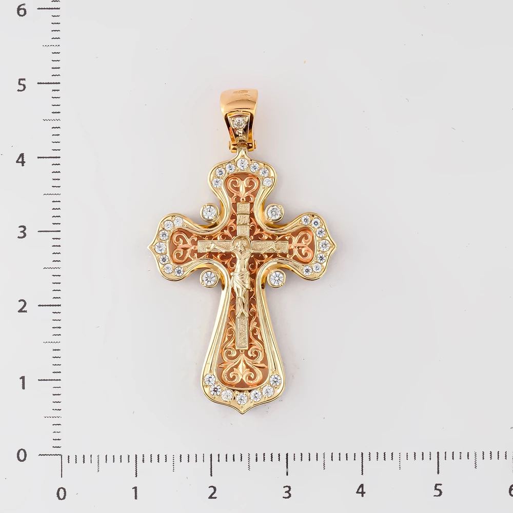 Подвес с фианитом из красного золота 585 пробы