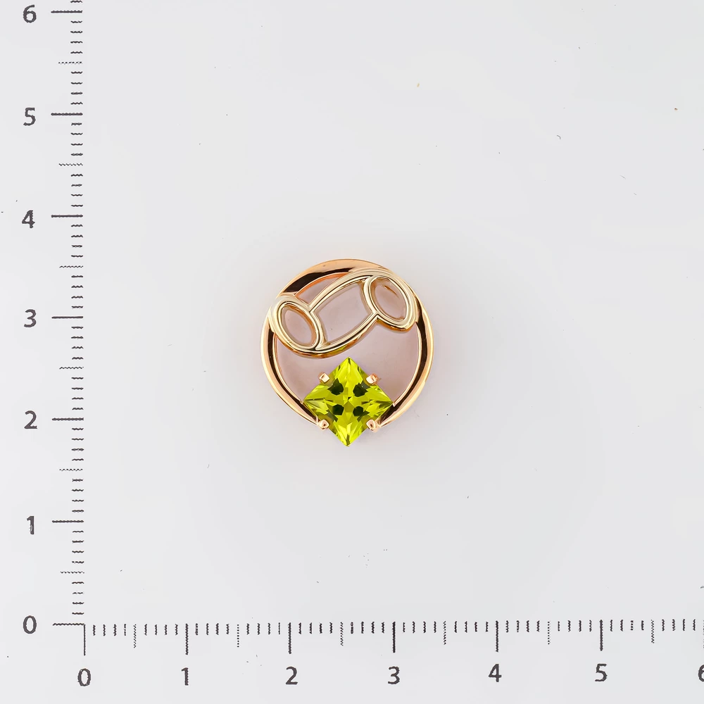 Подвес с хризолитом из красного золота 585 пробы