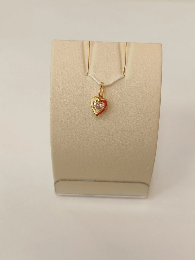 Подвес с фианитом из красного золота 585 пробы