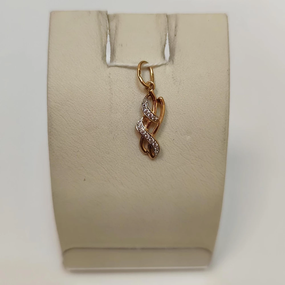 Подвес с фианитом из красного золота 585 пробы