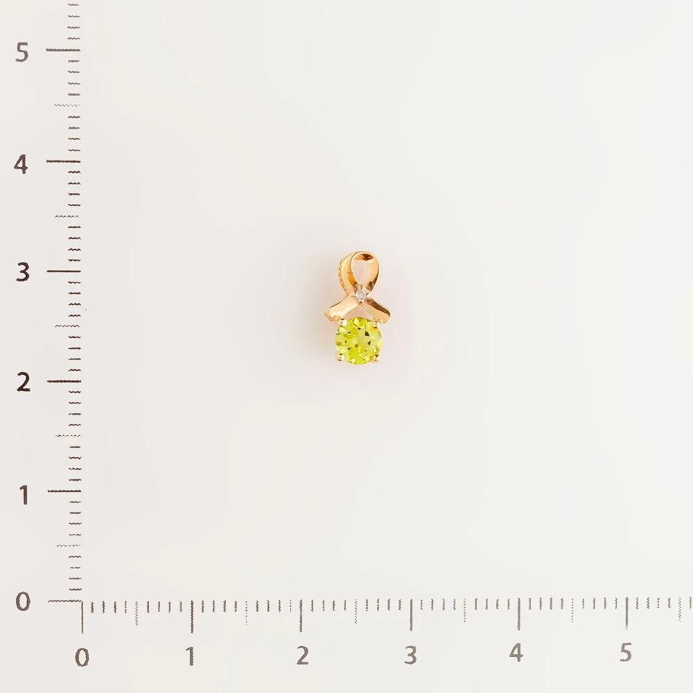 Подвес с хризолитом из красного золота 585 пробы