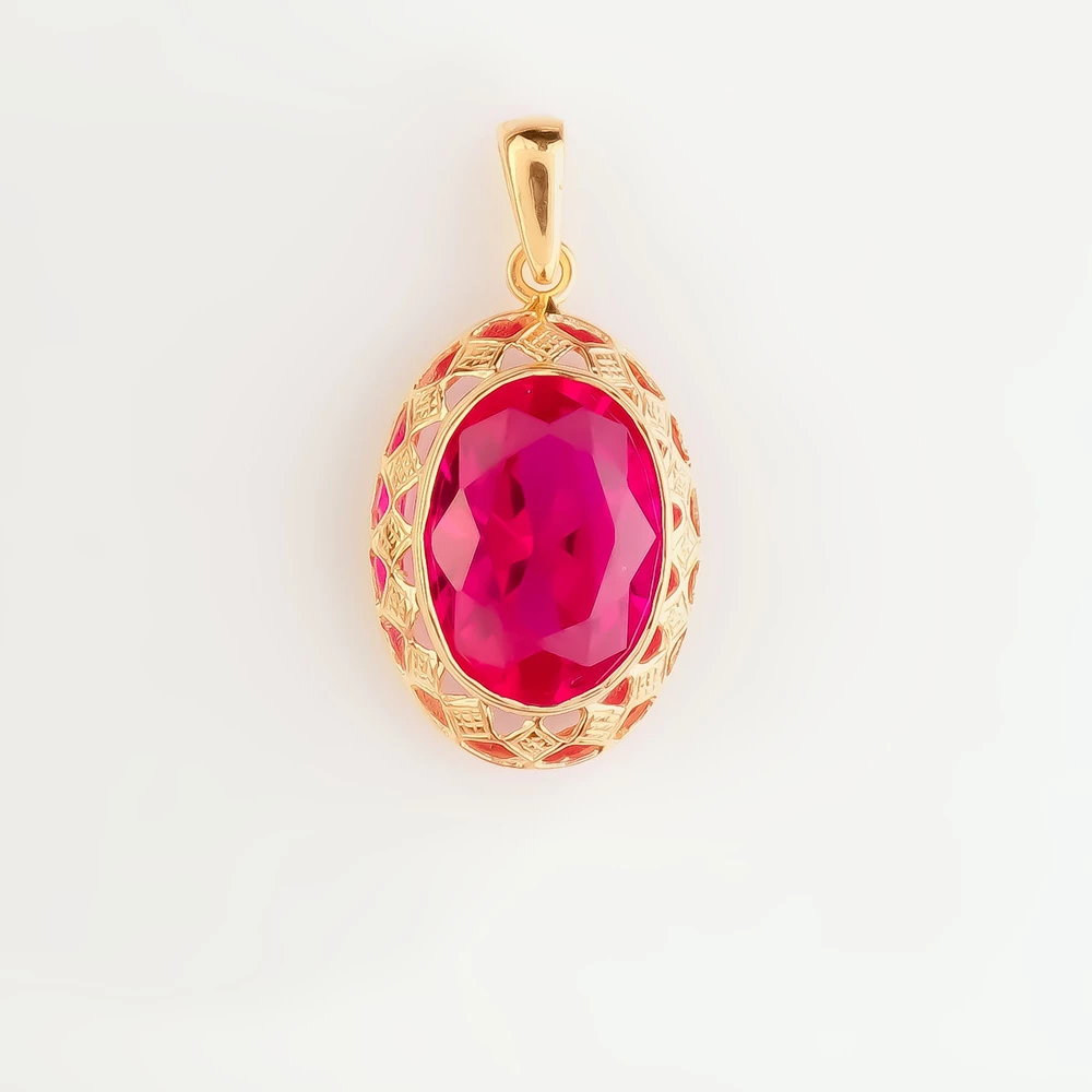 Подвес с фианитом из красного золота 585 пробы