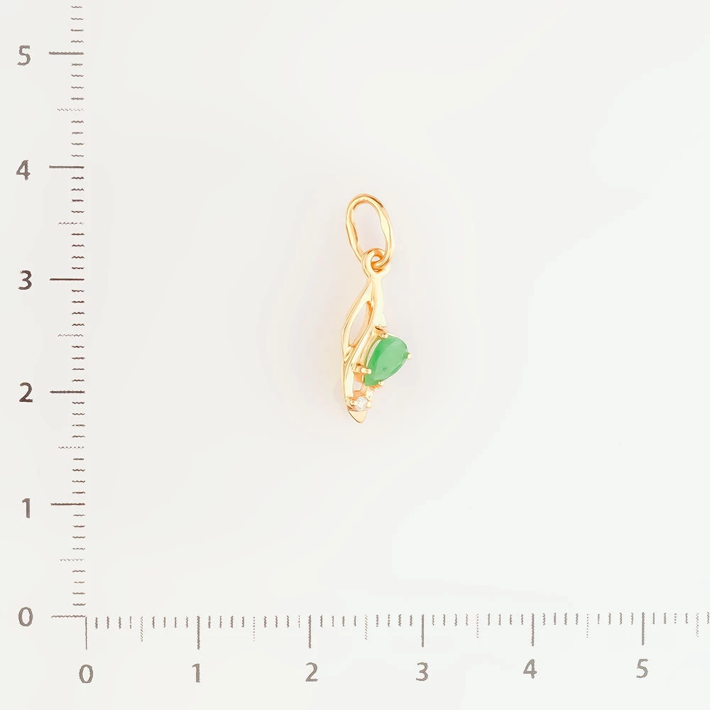 Подвес с изумрудом из красного золота 585 пробы