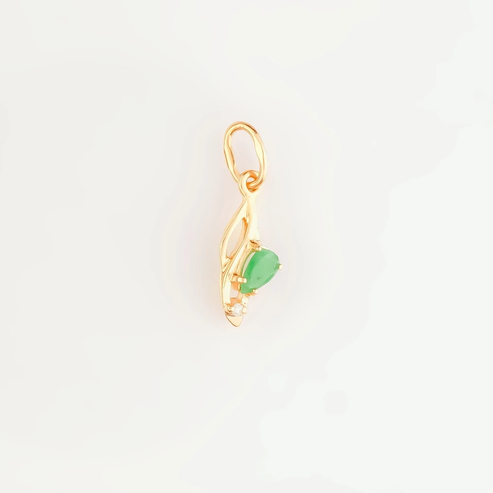 Подвес с изумрудом из красного золота 585 пробы