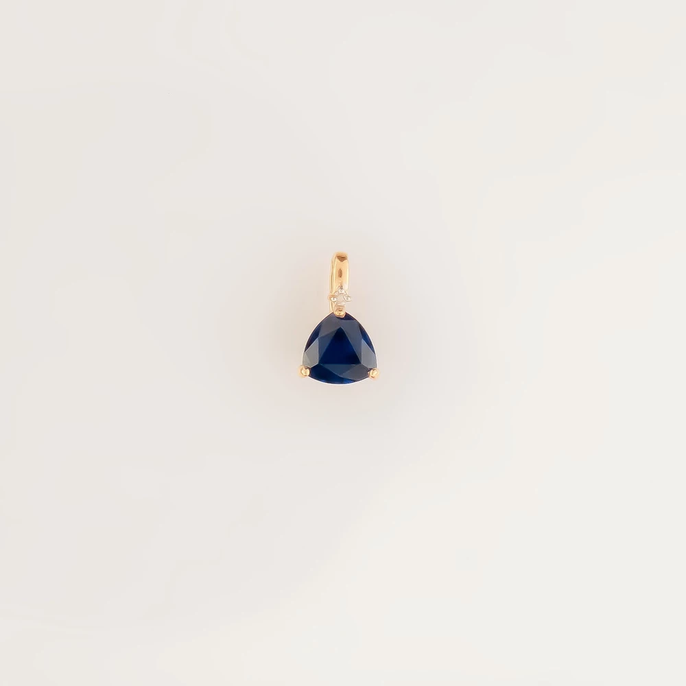 Подвес с сапфиром синтетическим из красного золота 585 пробы