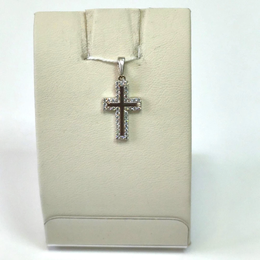 Подвес с фианитом из белого золота 585 пробы