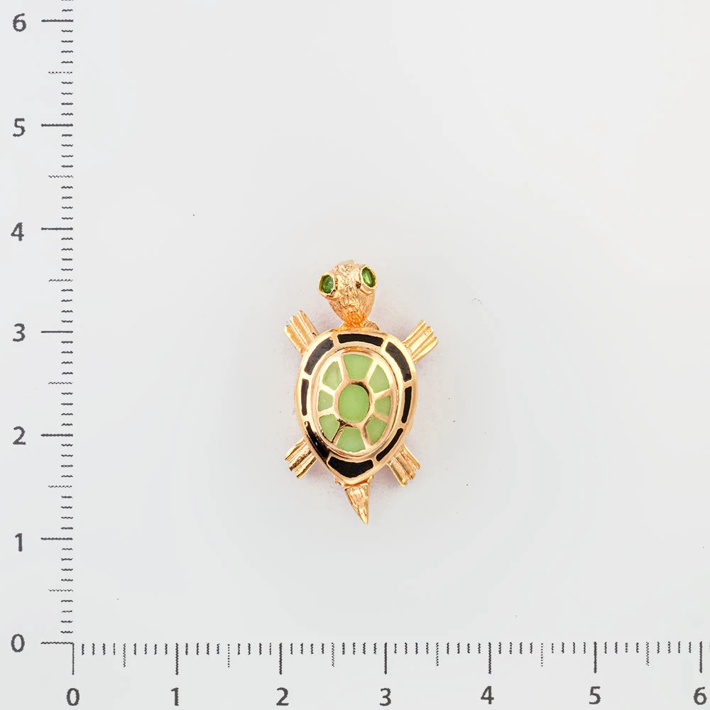 Подвес с эмалью из красного золота 585 пробы