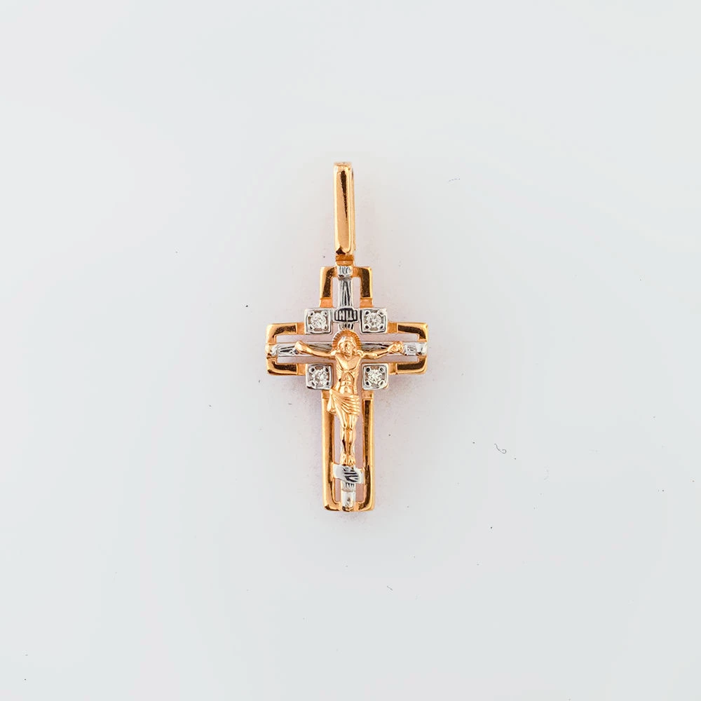 Подвес с бриллиантом из красного золота 585 пробы