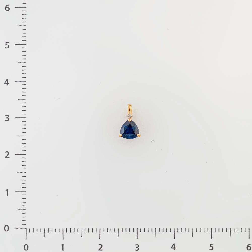 Подвес с сапфиром синтетическим из красного золота 585 пробы