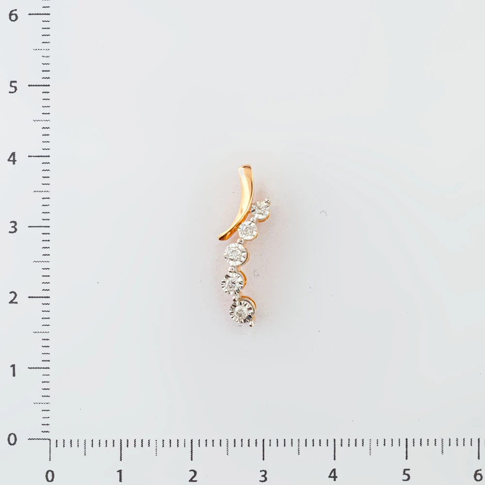 Подвес с бриллиантом из красного золота 585 пробы