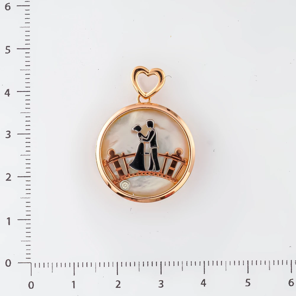 Подвес с перламутром из красного золота 585 пробы