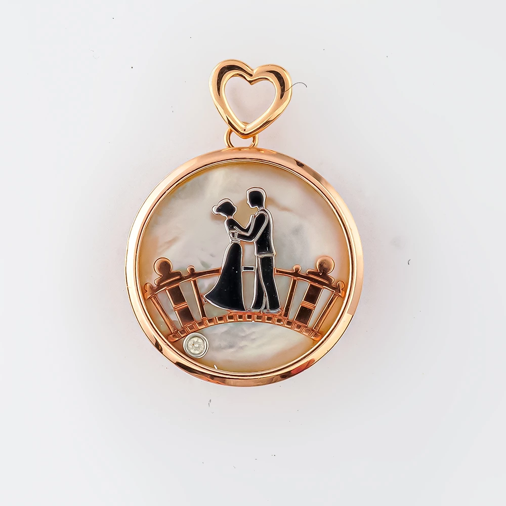 Подвес с перламутром из красного золота 585 пробы