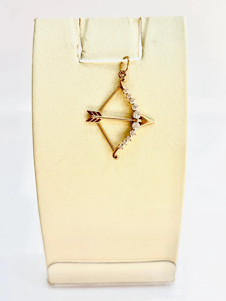 Подвес с фианитом из красного золота 585 пробы