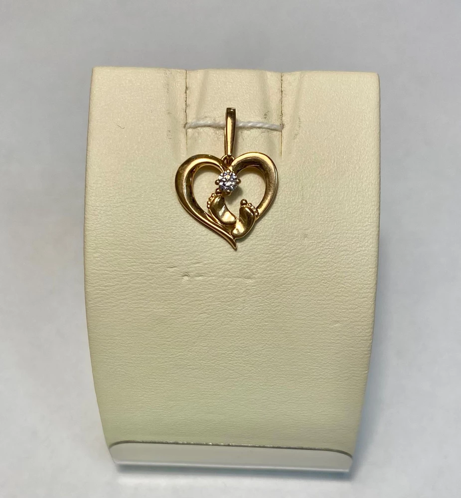 Подвес с фианитом из красного золота 585 пробы