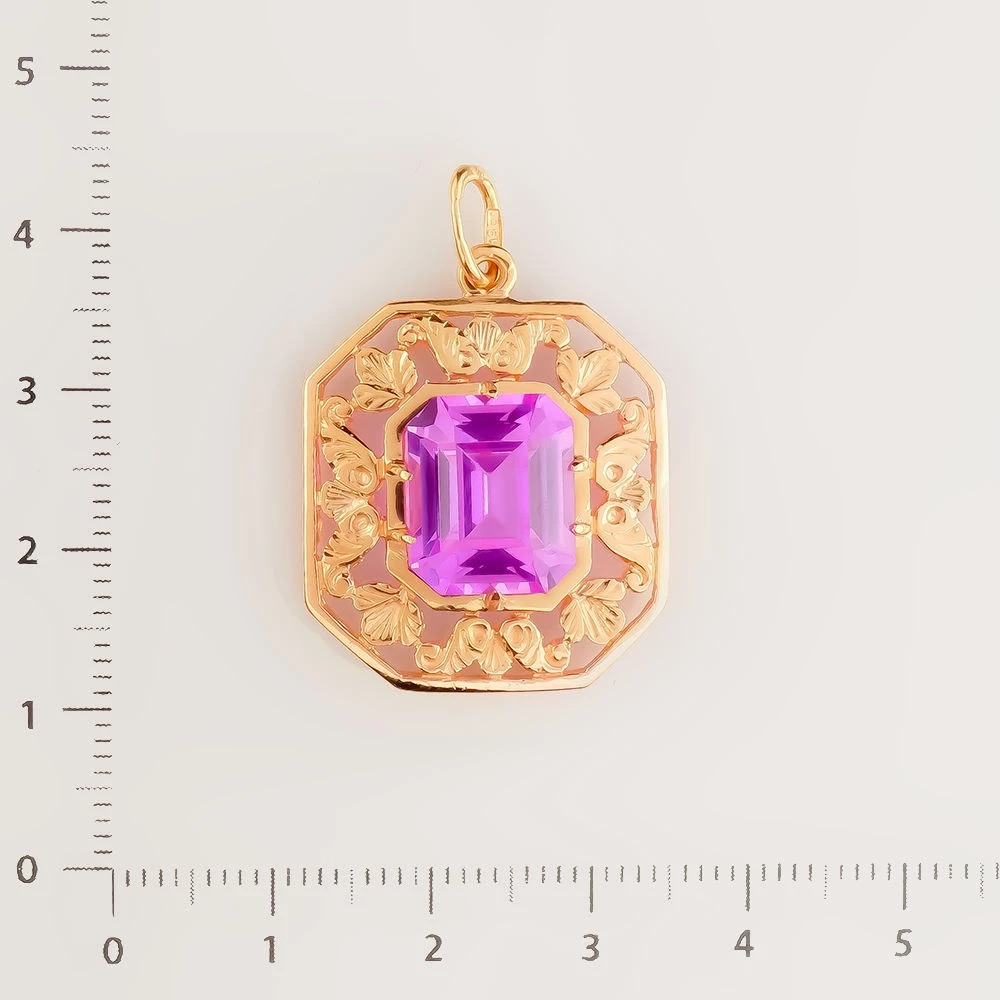 Подвес с фианитом из красного золота 583 пробы