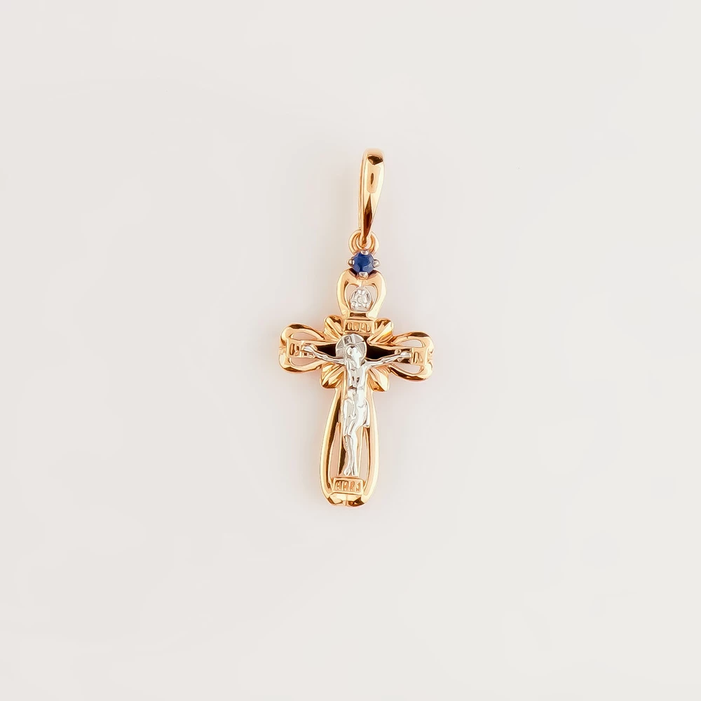 Подвес с сапфиром из красного золота 585 пробы