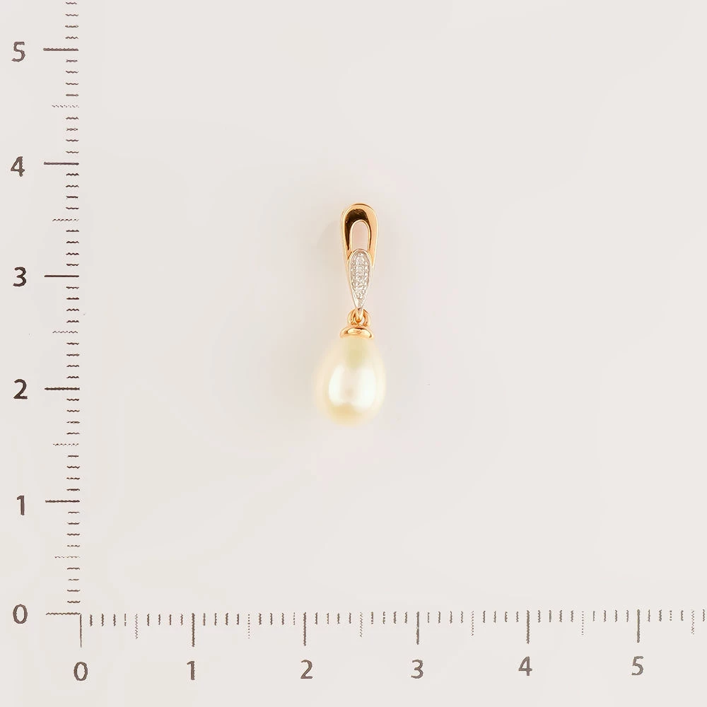 Подвес с культивированным жемчугом из красного золота 585 пробы