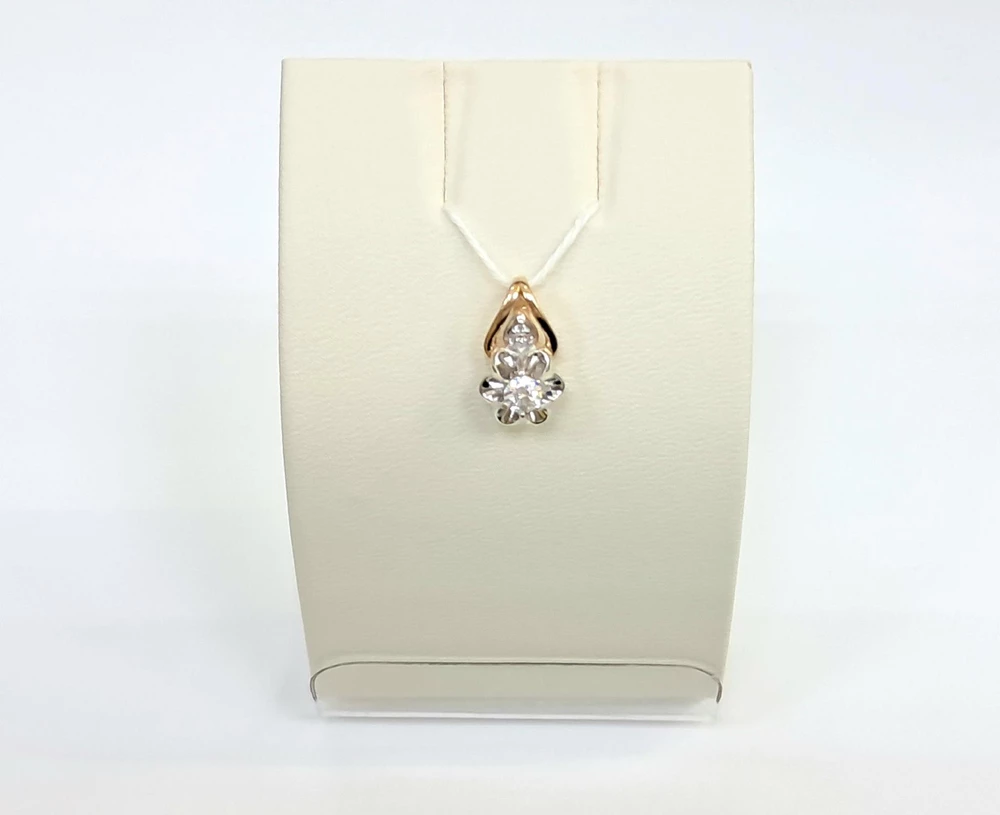 Подвес с фианитом из красного золота 585 пробы