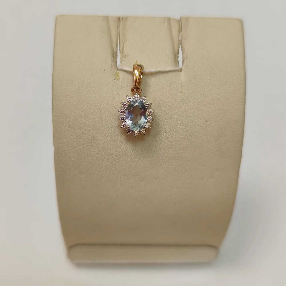 Подвес с топазом из красного золота 585 пробы