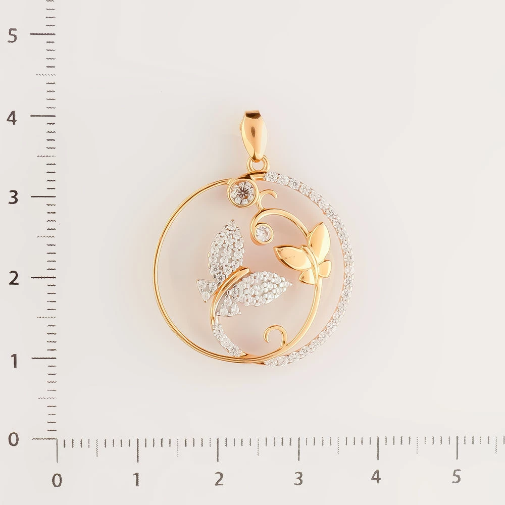 Подвес с фианитом из красного золота 585 пробы