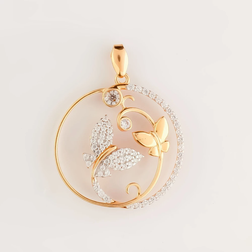 Подвес с фианитом из красного золота 585 пробы