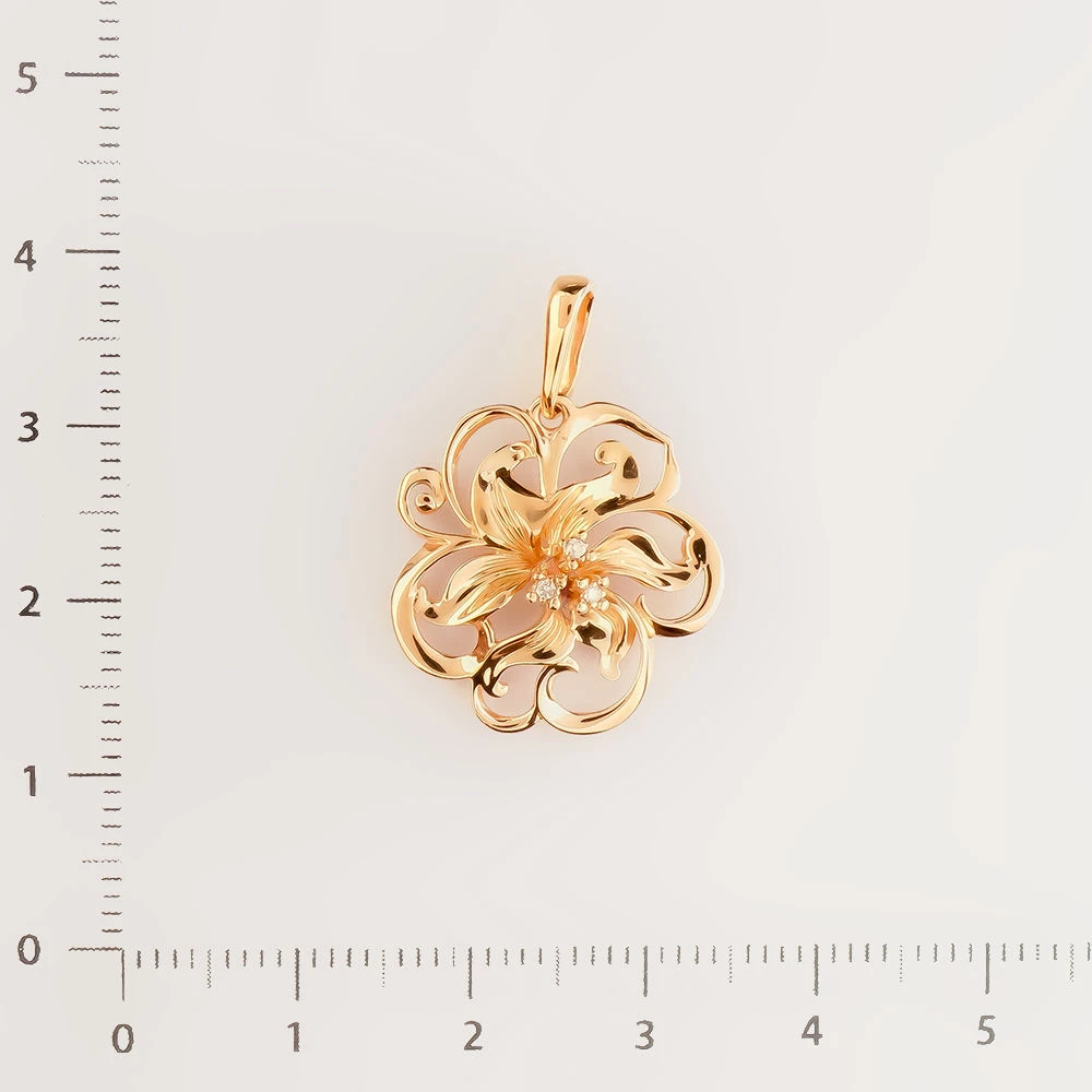 Подвес с бриллиантом из красного золота 585 пробы