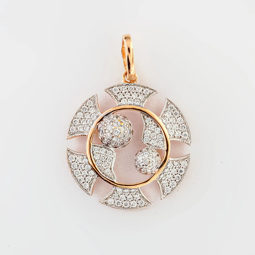 Подвес с фианитом из красного золота 585 пробы