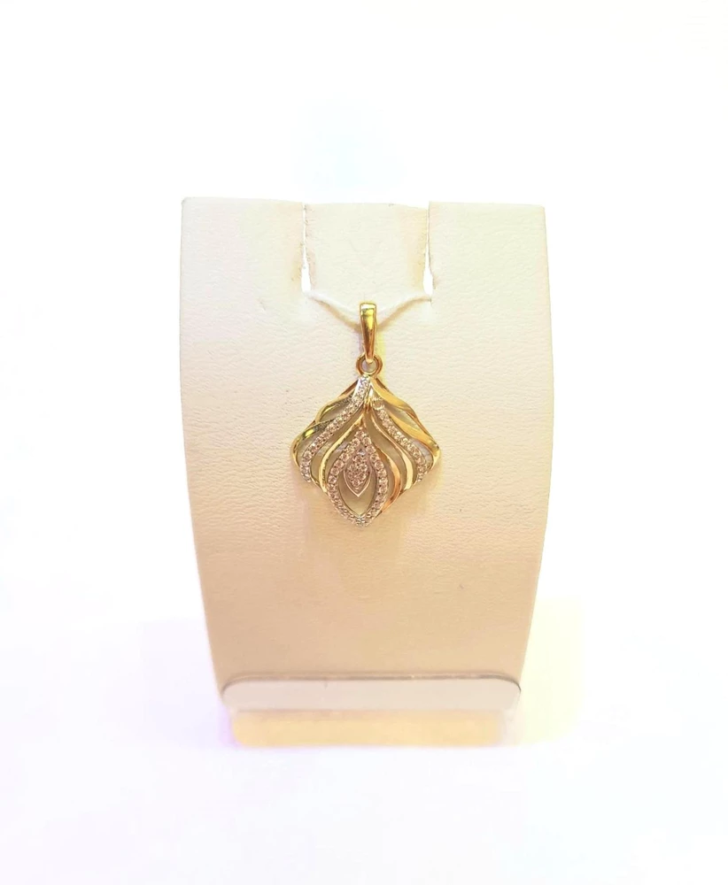 Подвес с фианитом из желтого золота 585 пробы