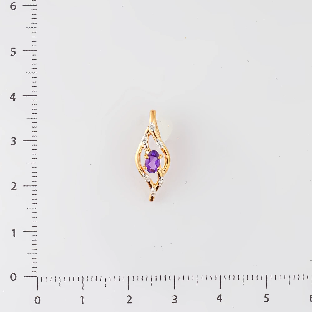 Подвес с аметистом из красного золота 585 пробы
