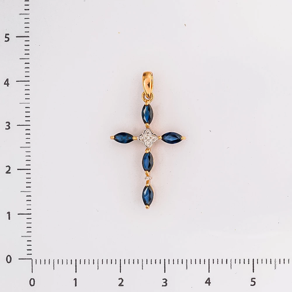 Подвес с сапфиром из красного золота 585 пробы