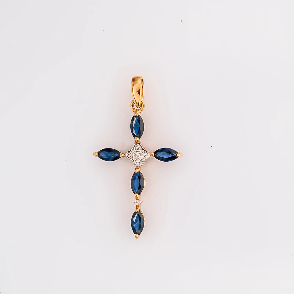 Подвес с сапфиром из красного золота 585 пробы